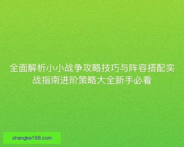 全面解析小小战争攻略技巧与阵容搭配实战指南进阶策略大全新手必看