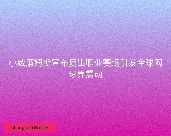 小威廉姆斯宣布复出职业赛场引发全球网球界震动 小威廉姆斯宣布复出职业赛场引发全球网球界震动